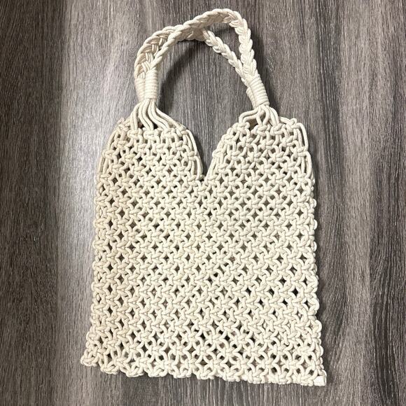 NWT J.Crew Cadiz Hand Knotted Rope Tote Bag In Natural Beige - Picture 3 of 8